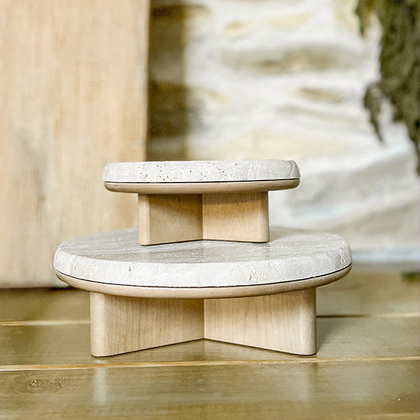 Stone Top Wood Round Decorative Risers, Set of Two - Decor Steals
