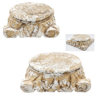 Vintage style architectural resin riser with weathered paint finish tabletop display