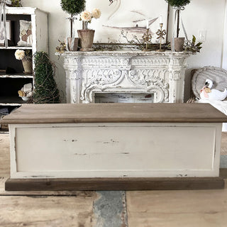 Two Tone Distressed Wood Display Riser Shelf