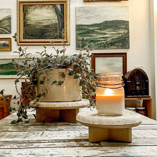 Stone Top Wood Round Decorative Risers, Set of Two - Decor Steals