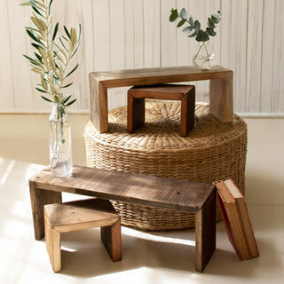 Nesting Rectangular Recycled Wood Risers, Set of Four