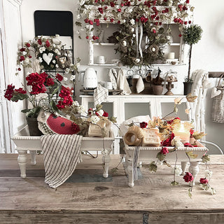 White wooden riser trays stacked tabletop display