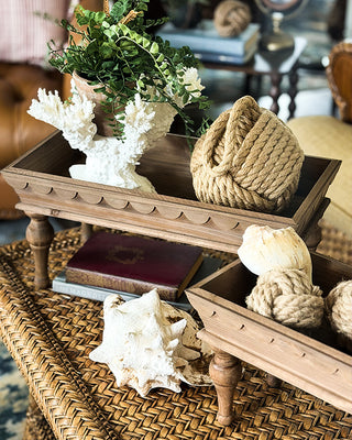 Natural Wood Pedestal Risers, Set of 2