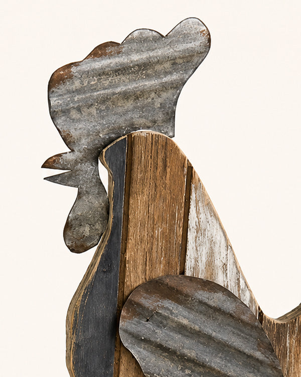 Reclaimed Wood Rooster Tabletop Decor