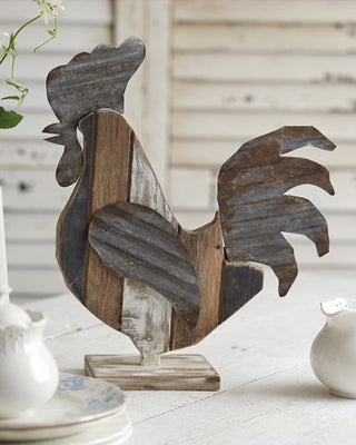 Reclaimed Wood Rooster Tabletop Decor