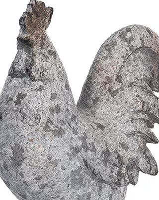 Distressed White Resin Rooster Garden Statue, Set of 2
