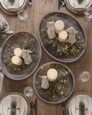 Rustic Metal Round Trays, Set of 3 Nesting Decorative Display Trays