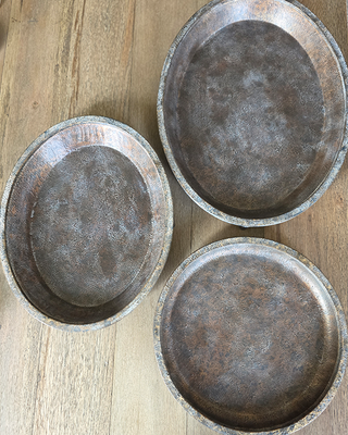 Rustic Metal Round Trays, Set of 3 Nesting Decorative Display Trays