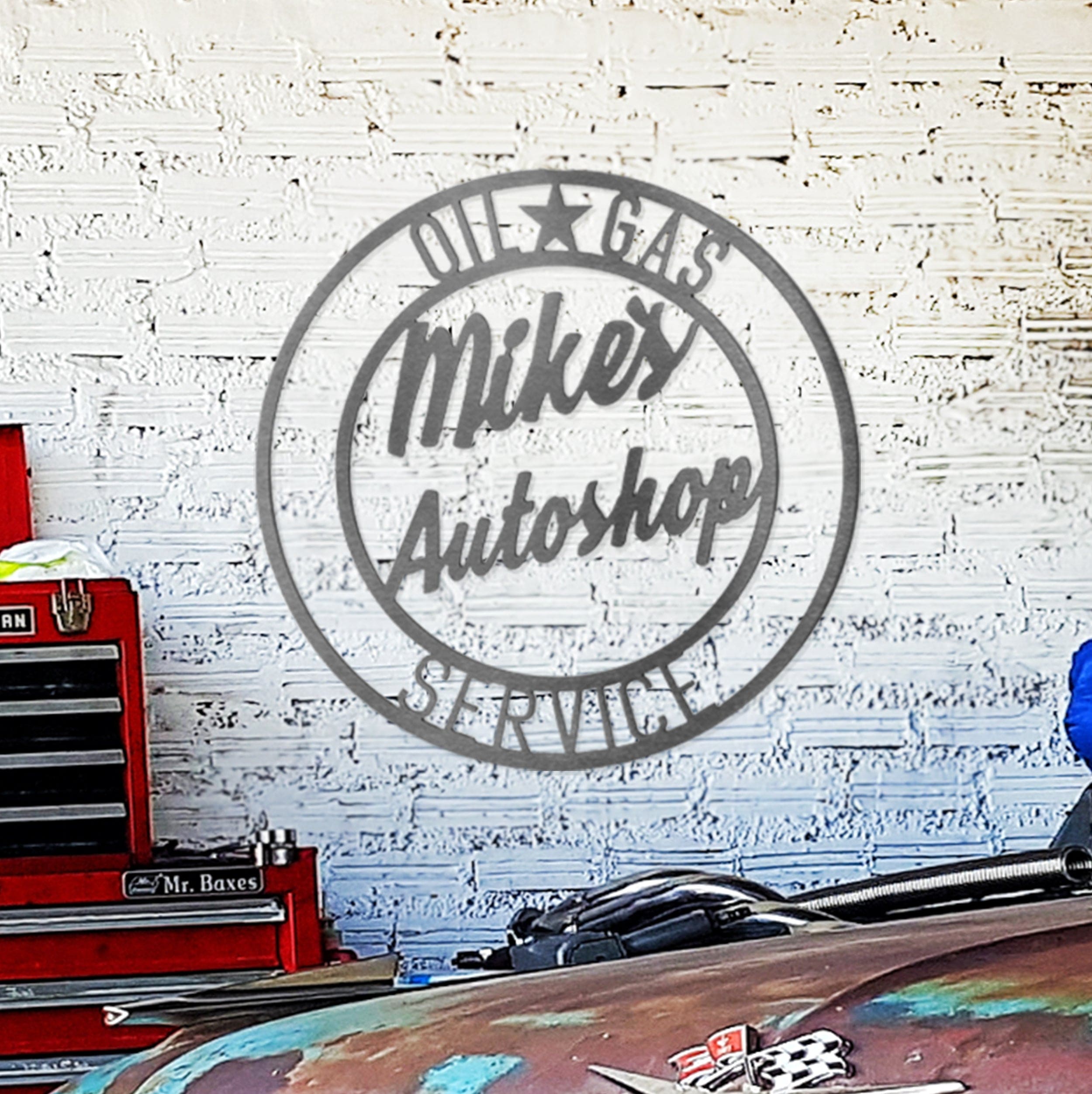 Vintage Circle Signs - Personalized Decorative Garage or Workshop Sign ...