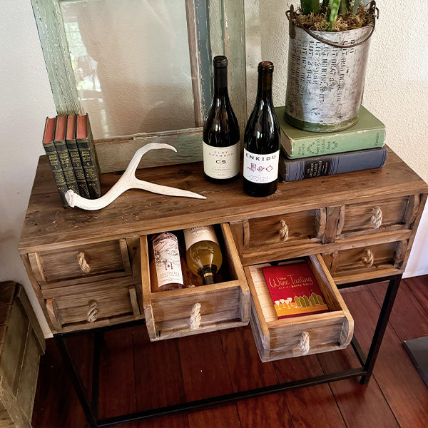 Rustic Reclaimed Wood Storage Console Table - Decor Steals