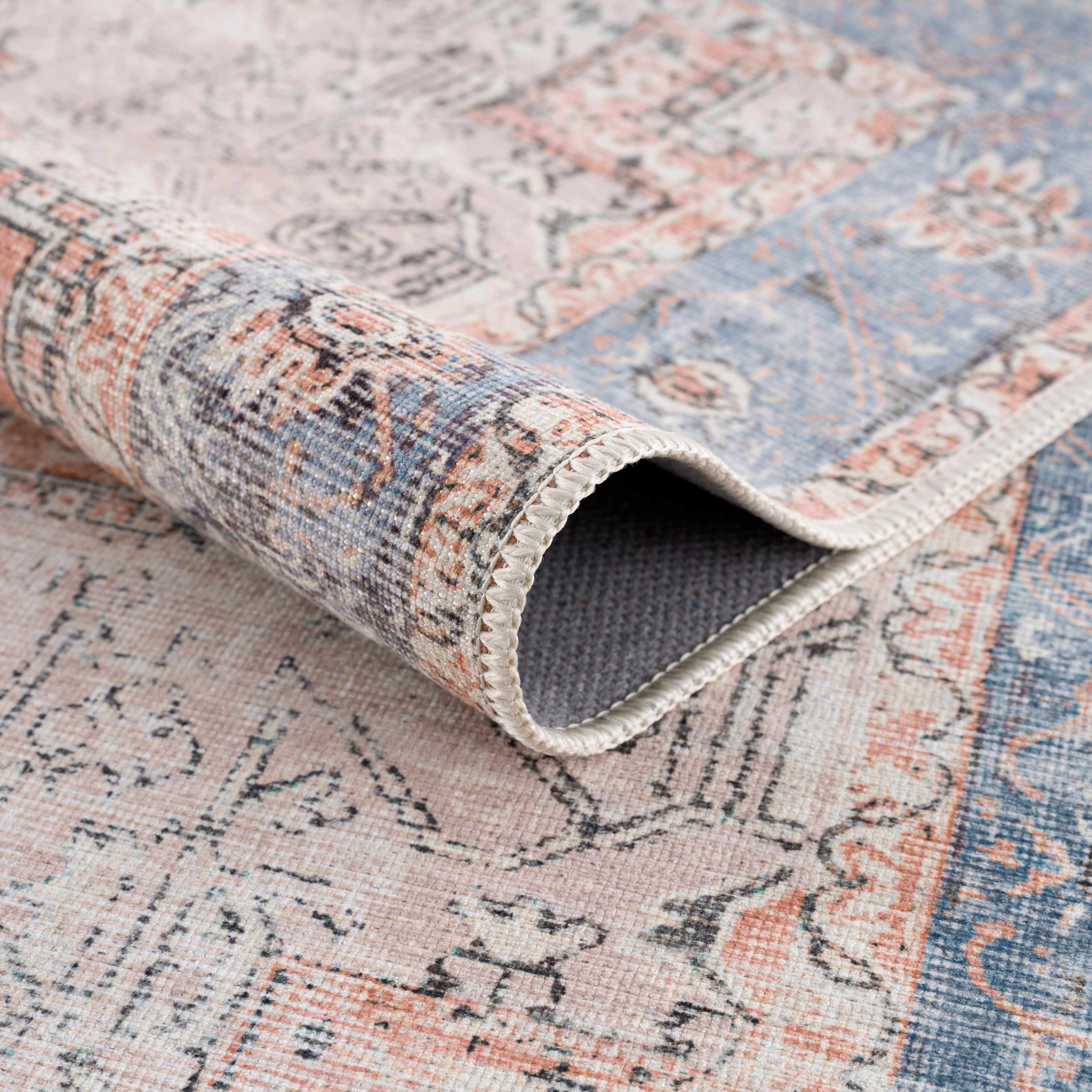 Distressed Color Rugs Vintage Inspired Distressed Washable Rug - Decor Steals