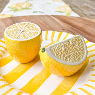 Lemon slice ceramic salt pepper shakers