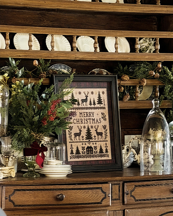 Victorian Needlepoint Sampler Christmas Wall Art