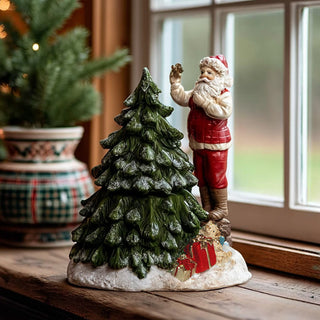 Santa Decorating Christmas Tree Musical Figurine | Plays Jingle Bells