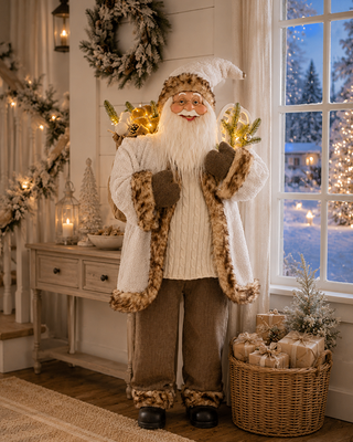Classic Life Size Santa Statue 59 Inch Light Up Christmas Figure