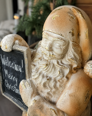 Antique Inspired Santa with Writable Chalkboard 31 Inch Statue