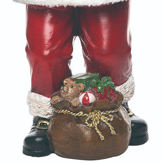 Traditional 16-Inch Santa Figurine with Bottle Brush Tree