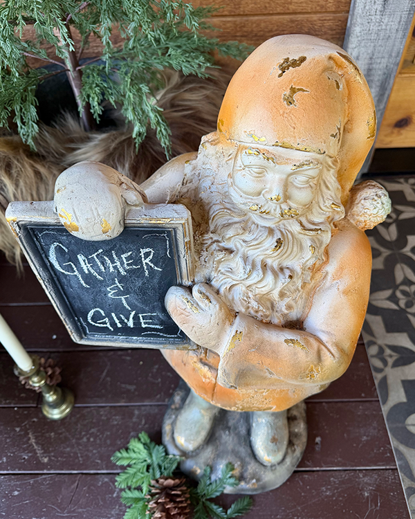 Antique Inspired Santa with Writable Chalkboard 31 Inch Statue