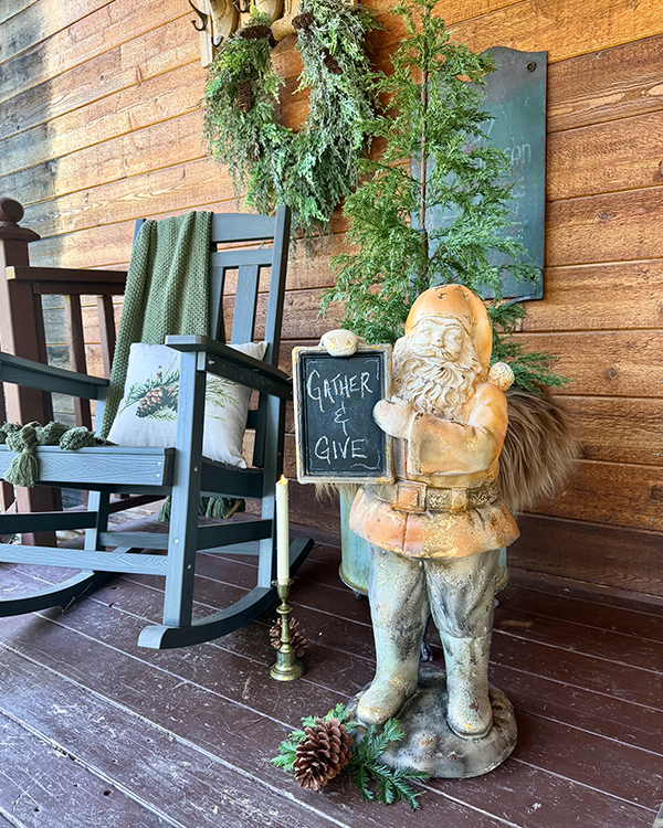 Antique Inspired Santa with Writable Chalkboard 31 Inch Statue