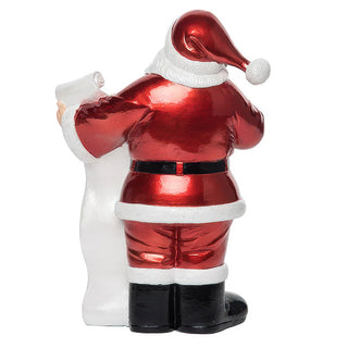 13 Inch Metallic Red Santa with List Figurine