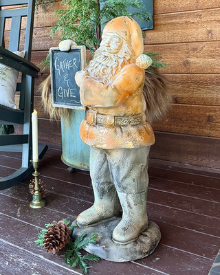 Antique Inspired Santa with Writable Chalkboard 31 Inch Statue