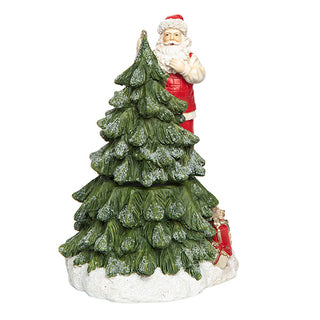 Santa Decorating Christmas Tree Musical Figurine | Plays Jingle Bells