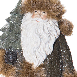 German Style Glittered Santa Figurines, Set of 2