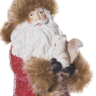 German Style Glittered Santa Figurines, Set of 2
