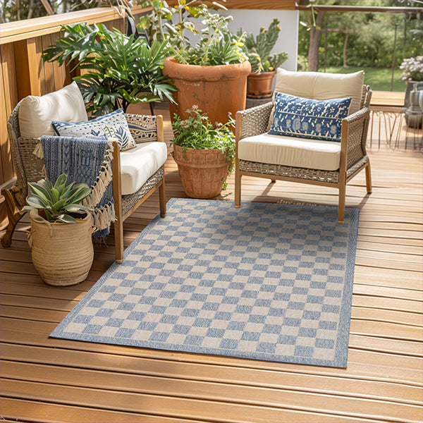 Dusty Blue Checkered Rugs, Pick Your Size - Decor Steals