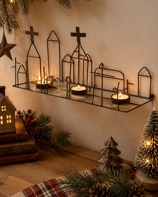Wire Wall Triple Tealight Sconce 12 Inch Metal Candle Holder