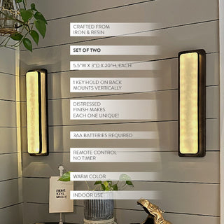 Battery operated wall sconces with remote control for living room and bedroom