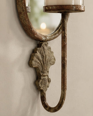 Mirror Pillar Candle Wall Sconce Metal 33 Inch Farmhouse Wall Decor