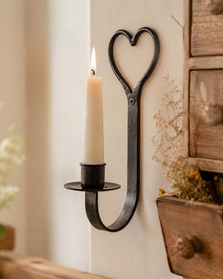 Black Iron Heart Candle Sconce, Set of 2