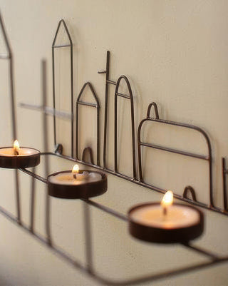 Wire Wall Triple Tealight Sconce 12 Inch Metal Candle Holder