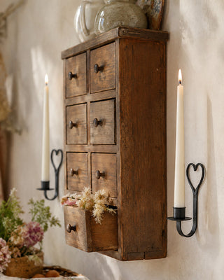 Black Iron Heart Candle Sconce, Set of 2