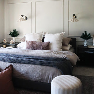 Wireless Pleated Linen Fabric Shade Wall Sconces, Set of Two | Remote Control with Timer