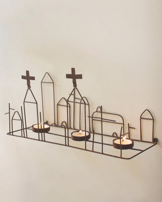 Wire Wall Triple Tealight Sconce 12 Inch Metal Candle Holder
