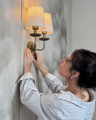 Elegant Cordless Double Wall Sconce Set with LED Bulbs Remote and Timer