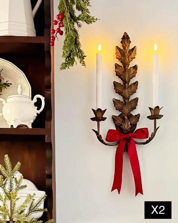 Tole Acanthus Leaf Candle Sconces, Set of 2