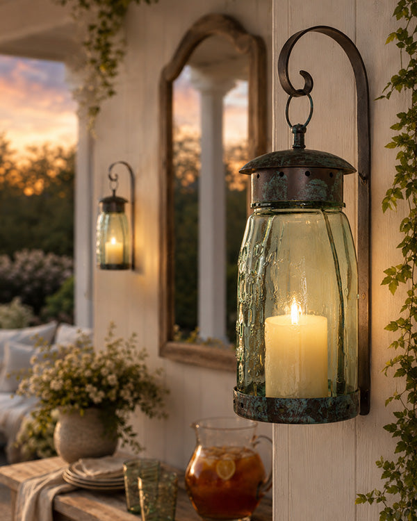Mason Jar Tea Light Wall Sconce, Set of Two