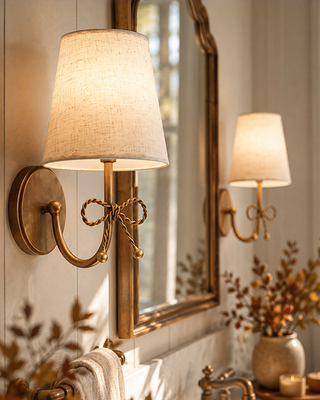 Cordless LED Bow Wall Sconces, Set of 2