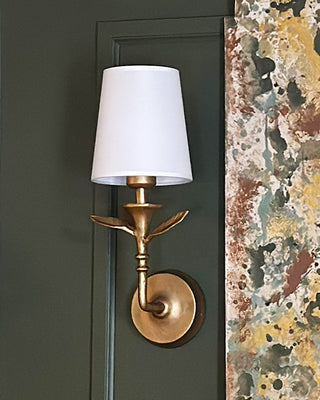 Botanical Leaf Wall Sconces with LED Lights, Set of 2 | Cordless Gold Sconces
