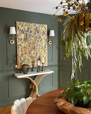 Botanical Leaf Wall Sconces with LED Lights, Set of 2 | Cordless Gold Sconces
