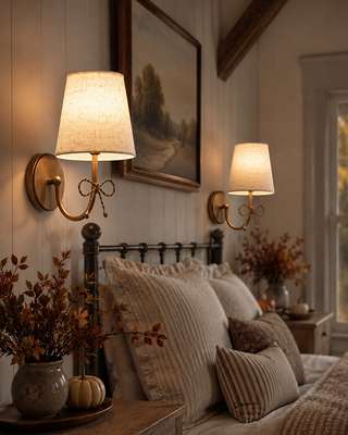 Cordless LED Bow Wall Sconces, Set of 2