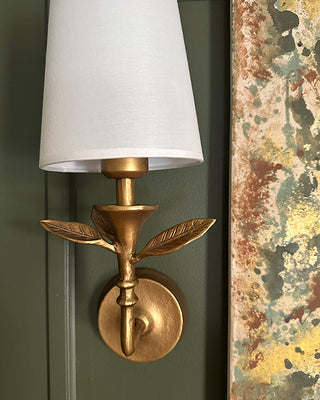 Botanical Leaf Wall Sconces with LED Lights, Set of 2 | Cordless Gold Sconces