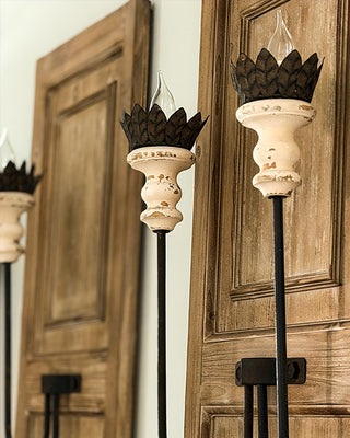 Grand Architectural Wood Panel Candle Sconces, Set of 2