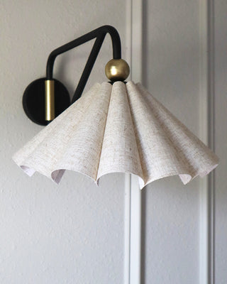Wireless Pleated Linen Fabric Shade Wall Sconces, Set of Two | Remote Control with Timer