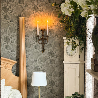 double candle sconce with LED candles, set of 2