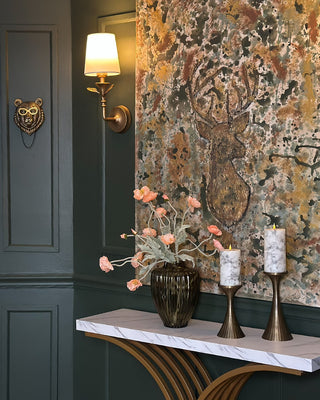 Botanical Leaf Wall Sconces with LED Lights, Set of 2 | Cordless Gold Sconces