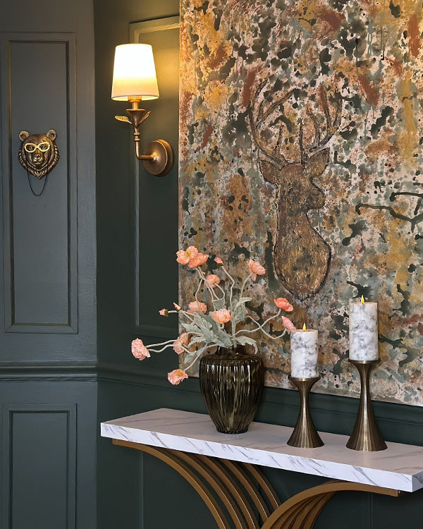 Botanical Leaf Wall Sconces with LED Lights, Set of 2 | Cordless Gold Sconces